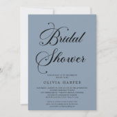 Minimal Classic Dusty Blue Script Brautparty Einladung (Vorderseite)