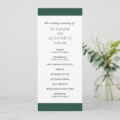 Minimal Classic Elegant Emerald Green Wedding Programm (Stehend Vorderseite)