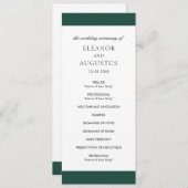 Minimal Classic Elegant Emerald Green Wedding Programm (Vorne/Hinten)