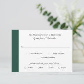 Minimal Classic Elegant Emerald Green Wedding RSVP Karte (Stehend Vorderseite)