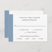 Minimal Classic Formal Elegant Dusty Blue Wedding RSVP Karte (Vorne/Hinten)