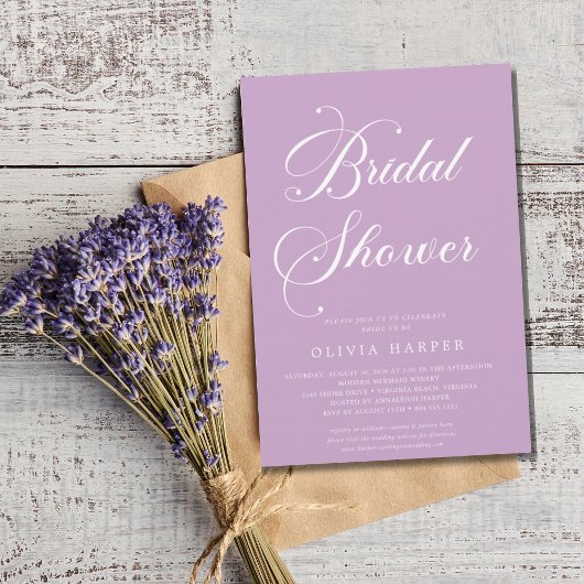 Minimal Classic Lavender Lilac Script Einladung