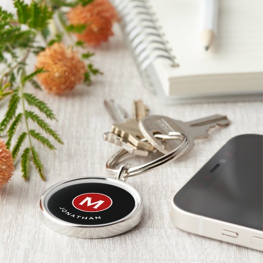 Minimal Classic Monogram Black Schlüsselanhänger (Seite)