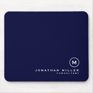 Minimal Classic Monogram Navy Blue Mousepad