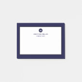 Minimal Classic Monogram Navy Blue Post-it Klebezettel (Vorderseite)