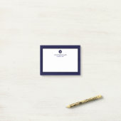 Minimal Classic Monogram Navy Blue Post-it Klebezettel (Auf Schreibtisch)