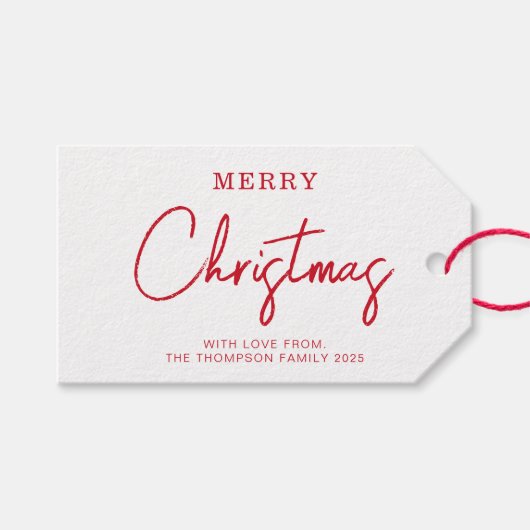 Minimal Classic Red Christmas Holiday Geschenkanhänger (Vorderseite (Horizontal))