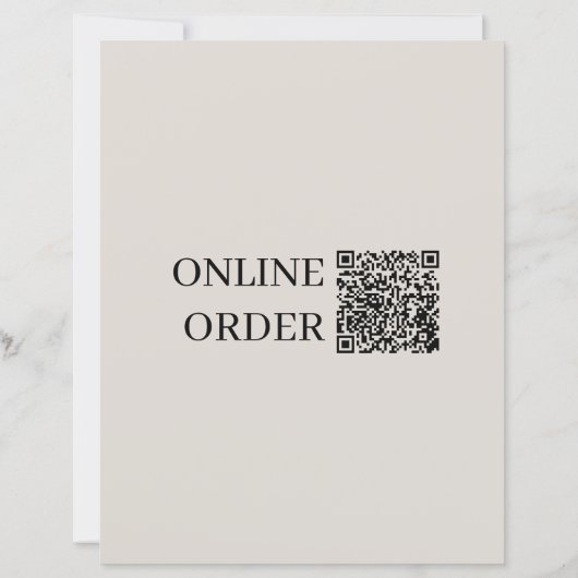 Minimal Classic Restaurant Menu Images QR Code (Rückseite)