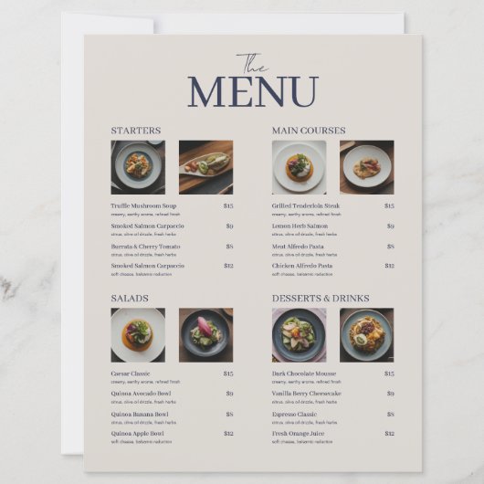 Minimal Classic Restaurant Menu Images QR Code (Vorderseite)
