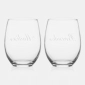 Minimal Classic Script Couple Names Engagement Weinglas Ohne Stiel (Rückseite)