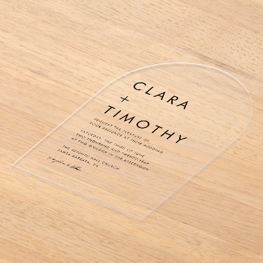 Minimal Classic Script Modern Wedding Invitation Acryleinladungen (Ablage )
