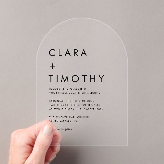 Minimal Classic Script Modern Wedding Invitation Acryleinladungen (Insitu (Handheld))