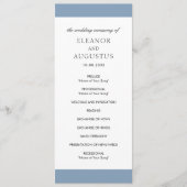 Minimal Classic Simple Elegant Dusty Blue Wedding Programm (Vorderseite)