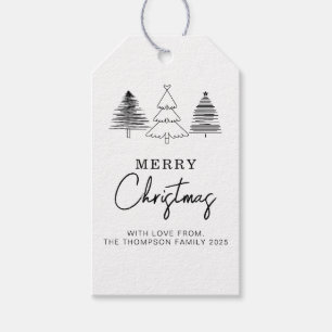 Minimal Classic Tree Frohe Weihnachtsfeiertage Geschenkanhänger