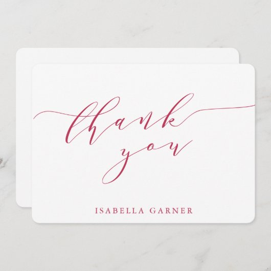 Minimal Classic White Magenta Brautparty kundenspe Dankeskarte (Vorne/Hinten)