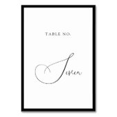 Minimal Classy Black & White Border Script Wedding Tischnummer (Vorderseite)