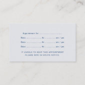 Minimal Classy Blue Dentist Ernennung Visitenkarte (Rückseite)