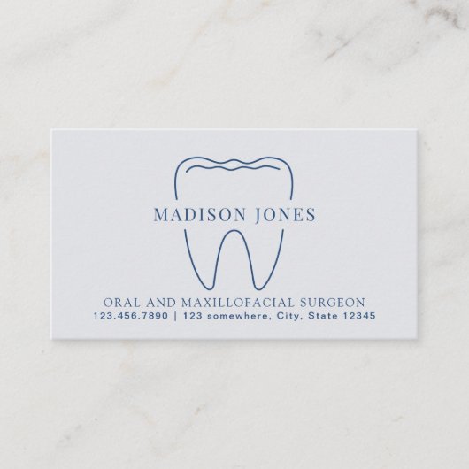 Minimal Classy Blue Dentist Ernennung Visitenkarte (Vorderseite)