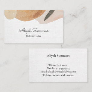 Minimal Classy Boho Linen Look Business Card Visitenkarte