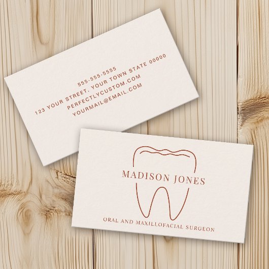 Minimal Classy Terracotta Dentist Logo Modern Visitenkarte