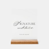 Minimal Clear Acrylic Signature Cocktails Wedding  Acrylschild (Vorderseite)