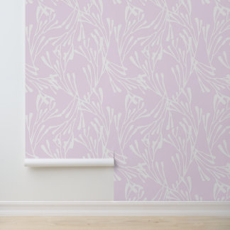 Minimal Coastal Coral and Seaweed Light Pink Tapete