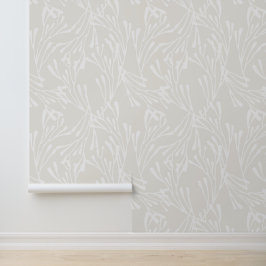 Minimal Coastal Coral Silhouettes in Beige Tapete