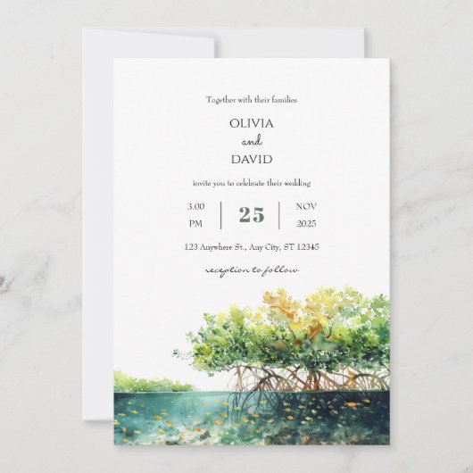 Minimal Coastal Mangrove Unterwasserstrand Hochzei Einladung (Vorderseite)