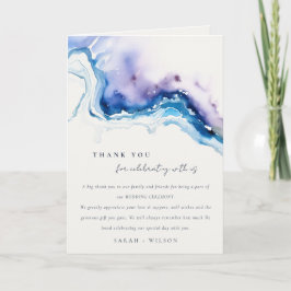 Minimal Coastal Sea Beach Watercolor Wedding Dankeskarte