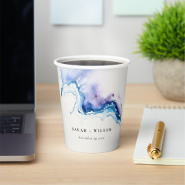 Minimal Coastal Sea Beach Watercolor Wedding Pappbecher