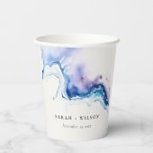 Minimal Coastal Sea Beach Watercolor Wedding Pappbecher (Rückseite)