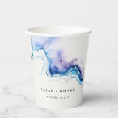 Minimal Coastal Sea Beach Watercolor Wedding Pappbecher (Vorderseite)