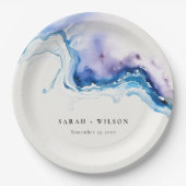 Minimal Coastal Sea Beach Watercolor Wedding Pappteller (Vorderseite)