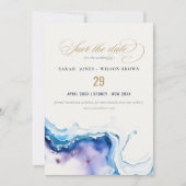 Minimal Coastal Sea Beach Watercolor Wedding Save The Date (Vorderseite)