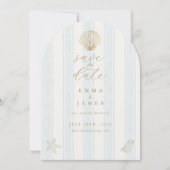 Minimal Coastal Seashell Wedding Save the Date Einladung (Vorderseite)