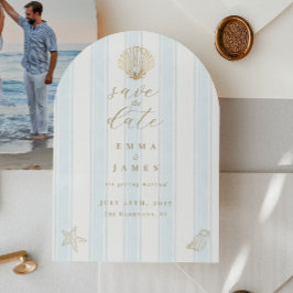 Minimal Coastal Seashell Wedding Save the Date Einladung