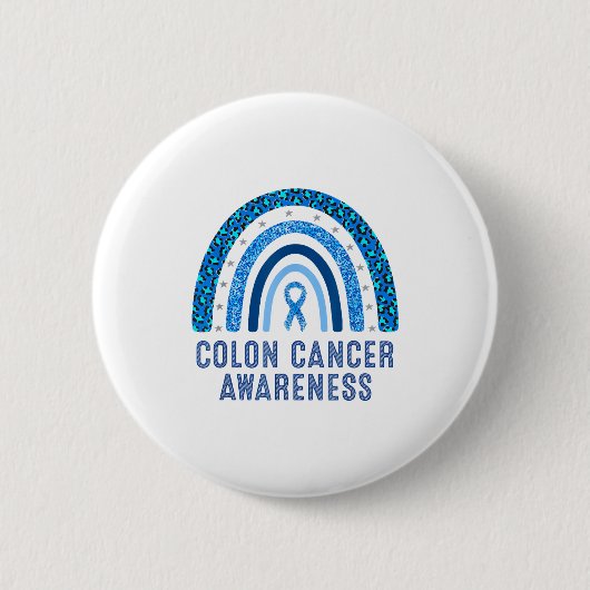 Minimal Colon Cancer Awareness Blue Ribbon Button (Vorderseite)