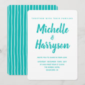 Minimal Color Blue Wedding Einladung (Vorne/Hinten)