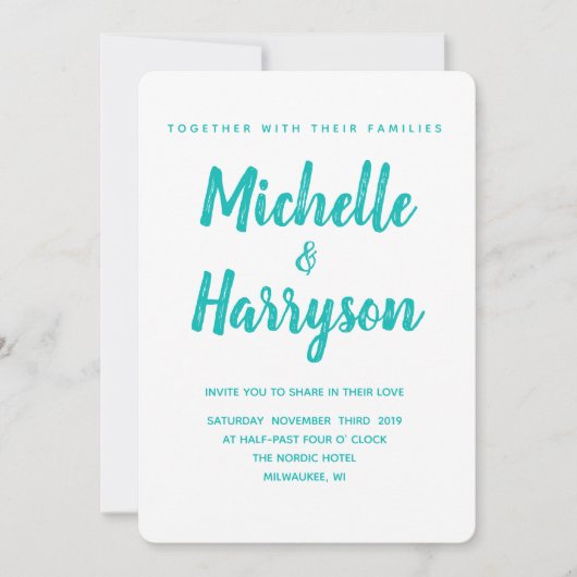 Minimal Color Blue Wedding Einladung (Vorderseite)