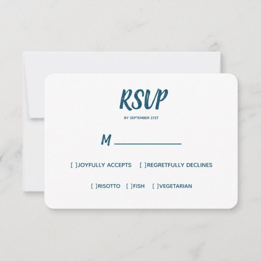 Minimal Color Blue Wedding RSVP Auswahl (Vorderseite)