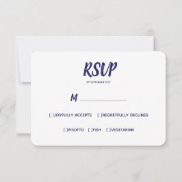 Minimal Color Navy Blue | Wahl des Hochzeitsmahls RSVP Karte