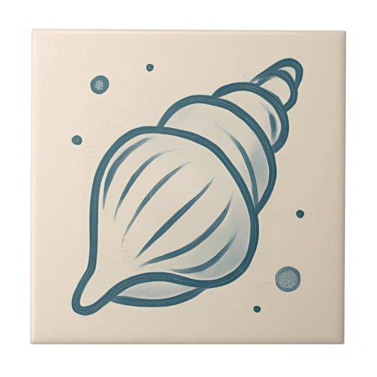 Minimal Conch Muschel Küstenlinie 3 Fliese (Vorderseite)