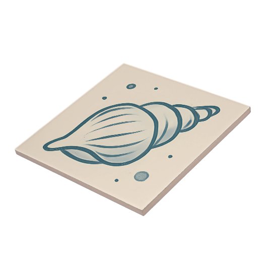 Minimal Conch Muschel Küstenlinie 3 Fliese (Seite)