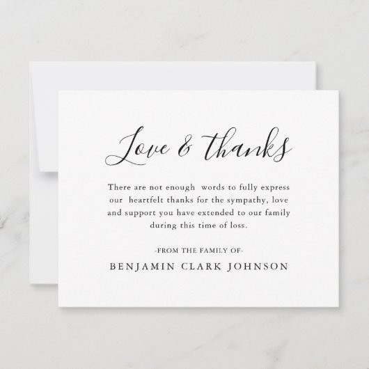 Minimal Condolence Bereavement Beileid Beerdigung Dankeskarte (Vorderseite)