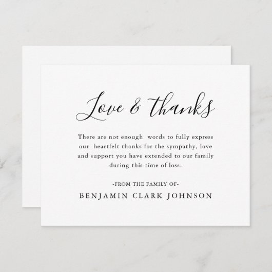 Minimal Condolence Bereavement Beileid Beerdigung Dankeskarte (Vorne/Hinten)