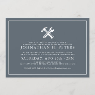 Minimal Construction Abschluss Retirement Invite Einladung