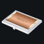 Minimal copper brown & gold metallic texture visitenkarten dose<br><div class="desc">Slick minimal metallic copper brown texture with light gold stripes accent,  customizable discrete monogram—simple elegant modern design.</div>