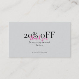 Minimal Coral Pink QR Discount Business Card Visitenkarte