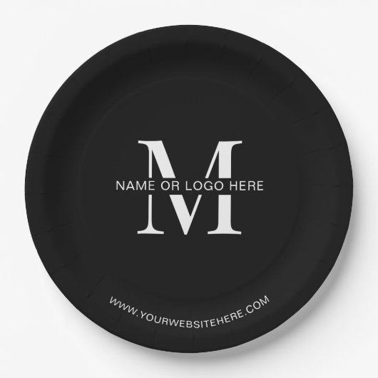 Minimal Corporate Event Business Logo Custom Black Pappteller (Vorderseite)