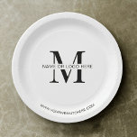 Minimal Corporate Event Business Logo Custom Pappteller<br><div class="desc">Create custom company plates using this modern business event paper plates design. Featuring a simple black and white design,  with space for your logo or monogram,  business name and website,  the perfect touch to your company cocktail party,  opening event or business function.</div>